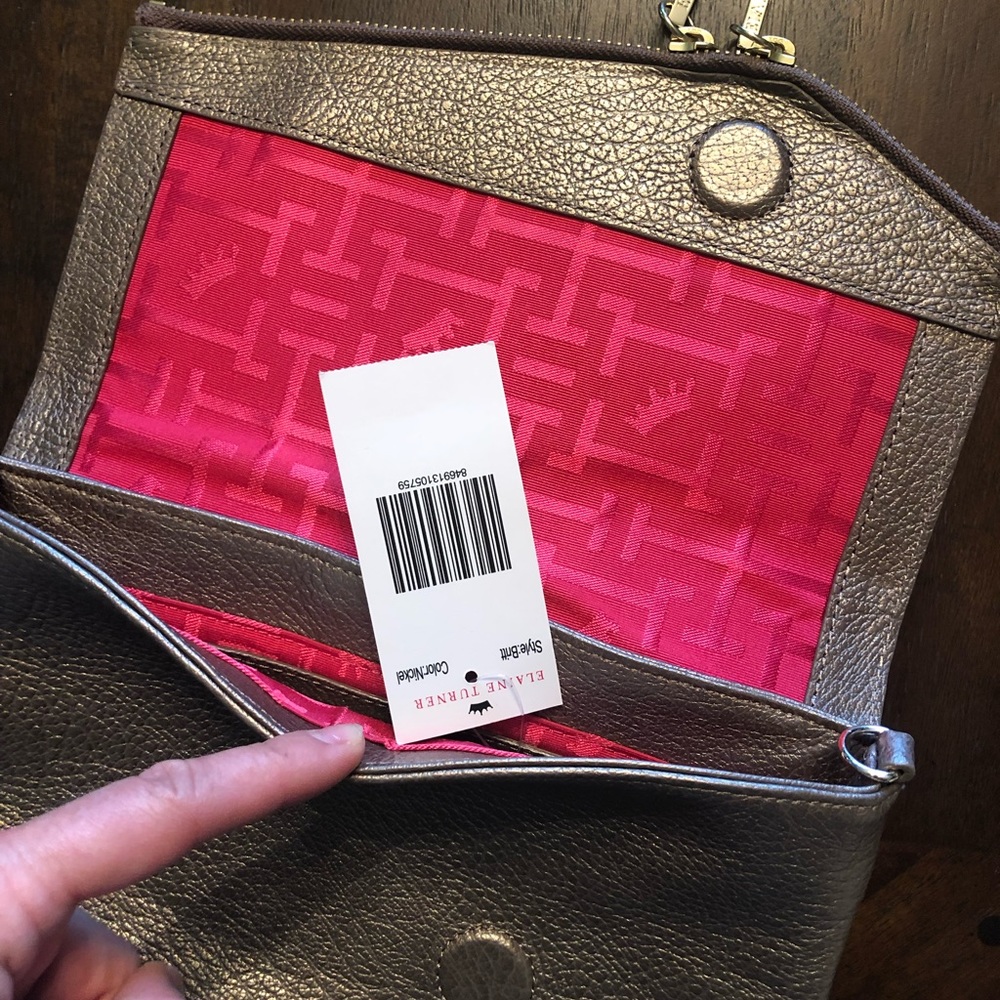 Metallic Elaine Turner clutch new with tags